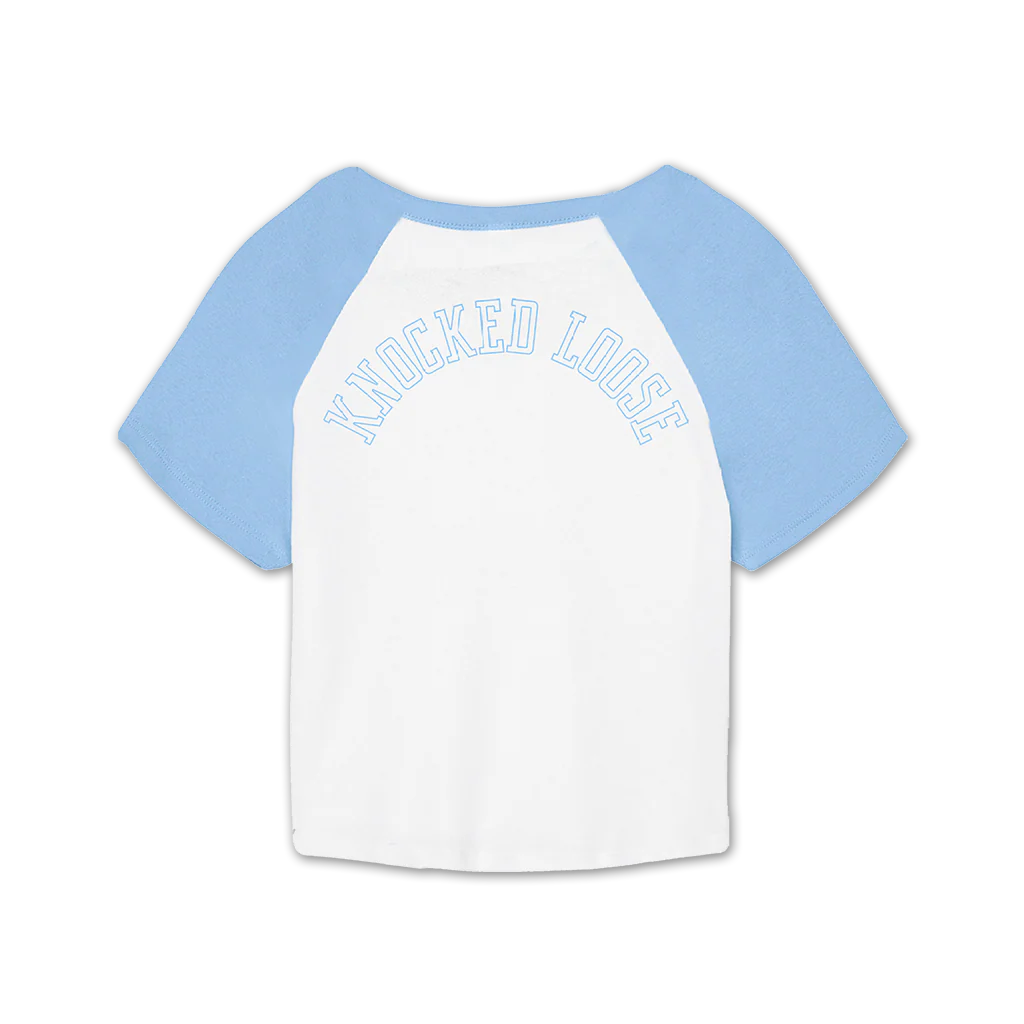 KNOCKED LOOSE KLMF CROP TEE - BABY BLUE/WHITE - Image 3